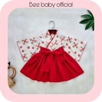 Set váy bé gái, đầm bé gái, Hanbok Hàn Quốc cách tân dễ thương đi chơi Tết, dã ngoại, du lịch chụp hình màu đỏ