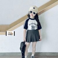 SET VÁY CHỮ B ÁO COTTON KÈM CHÂN VÁY KAKI CHO BÉ