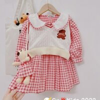 SET VÁY CỔ SEN + ÁO GILE LEN CHO BÉ