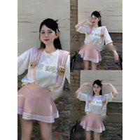 SET VÁY CỔ THUỶ THỦ HỒNG ĐÍNH GẤU KÈM CHÂN VÁY XOÈ