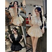 Set váy cổ v đính đá gợi cảm nữ - Váy set 2 món dáng ôm, thiết kế sang chảnh cá tính ulzzang