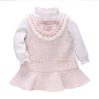 Set Váy dạ kèm áo dài tay xinh xắn cho bé gái 6-36m (HÀNG QCCC) ss