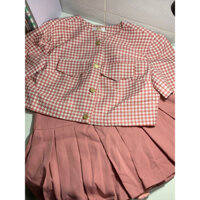 Set váy dạ màu hồng nude
