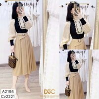 SET VÁY DÀI ÁO GÂN PHỐI VOAN, CHÂN VÁY DÀI LỤA