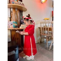 sét váy dài nhung bé, áo cách tân