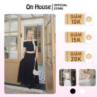 Set váy dài thun xốp form xoè 3 tầng bồng có bo chun và áo thun tay ngắn hở lưng thắt nơ phong cách nhẹ nhàng