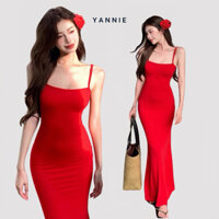 Set váy đầm hai dây body dáng dài midi ôm eo Yannie