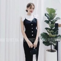 Set váy đen phối ren kèm áo trong