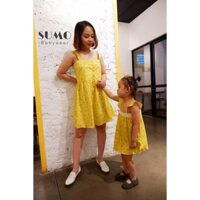 Set váy đôi họa tiết màu vàng mẹ con ( có bán rời)