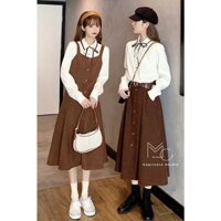Set váy đôi mùa thu cho những cô bạn thân cực dễ thương gồm áo sơ mi và chân váy, yếm [MinC.Studio - MCS018] - Hàng nhập
