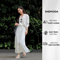 Set Váy Đũi Shemoda Young White Gồm Chân Váy Dáng Dài Xẻ Tà Và Áo Sơ Mi Dáng Đuôi Tôm Sành Điệu