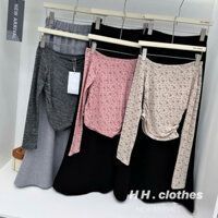 Set váy đuôi cá áo montoghi hoa