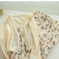 Set Váy Hai Dây Dáng Suông Kèm Áo Khoác Cardigan Mỏng Hàng Quảng Châu S01 (Có Tách Lẻ)