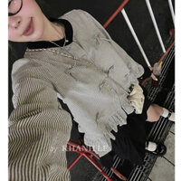 Set váy hot trend, áo đũi cước caro đính nơ sọc tay dài + chân váy mango xếp li tầng siêu xinh, dễ thương đi dạo phố