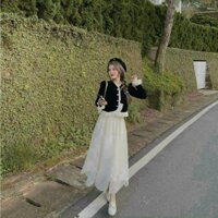 SÉT VÁY LAI TAM GIÁC(CÓ LÓT) KÈM ÁO TAY DÀI BÈO VOAN