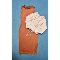 set váy len ba lỗ dáng dài + áo khoác ngoài crt