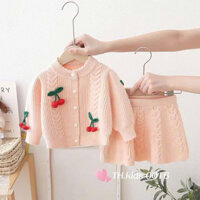Set váy len thừng cherry hàng QCCC cho bé gái diện tết