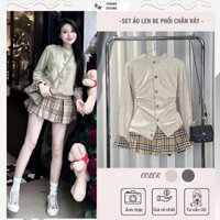SET VÁY MÙA ĐÔNG ÁO LEN LÔNG THỎ PHỐI CHÂN VÁY CARO