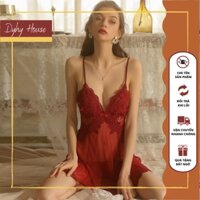 Set Váy Ngủ 2 Dây Đan Chéo Kèm Quần Chip Vải Lưới Ren Quyến Rũ 1899