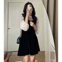 Set Váy Nhung Đen Mix Áo Ren