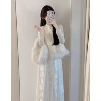 sét váy nữ áo gile cổ tàu tiểu thư trung hoa