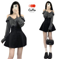 Set Váy Nữ Áo Kiểu Trể Vai Tay Dài Kèm Chân Váy Cạp Cao Có Quần MT97 FASHION Chất Vải Lụa Sang Chảnh Đi Tiệc Biển Cafe