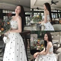 sét váy nữ áo mooking chấm bi hai dây kèm chân váy xòe thời trang nữ stclothing NHƯ Ý