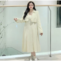 Set Váy Nữ Dáng Dài -Áo Khoác croptop chất xịn-Phong Cách Tiểu Thư Sang Chảnh che khuyết điểm cho nàng chubby