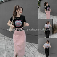 Set váy nữ đi chơi dự tiệc dạo phố Nahouse set đồ nữ áo tay con trắng đen kèm chân váy thiết kế đẹp xinh xắn sang trọng