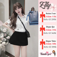 Set váy nữ ELLY_DRESS, áo sơ mi cộc tay thêu ong phối chân váy chữ a ngắn sang chảnh đi chơi đi du lịch BL1925