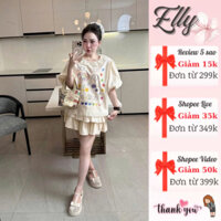 Set váy nữ ELLY_DRESS, áo phông tay bồng phối chân váy xếp ly ngắn hai tầng sang chảnh đi chơi đi du lịch BL1942