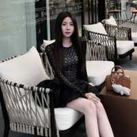 sét váy nữ sang chảnh,áo ren tay dài 2 lớp mix chân váy bồng xoè L235