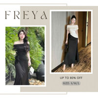 🛍Set Váy Nữ🛍  Set váy thời trang nữ áo tay ngắn trễ vai chất thun lạnh phối chân váy foly đính hoa thiết kế 2 màu