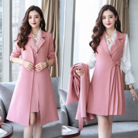 Set váy phối áo khoác nữ kaki Hàn Quốc LUL016 (Hồng)                          - 9217147                                                       Yêu thích