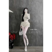 Set váy ren tay dài