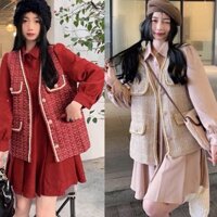 [SET VÁY] Set váy kèm áo gile dạ tiểu thư