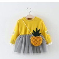 Set váy tay dài kèm túi dứa cho bé