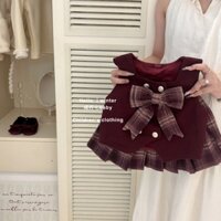 Sét váy thời trang cho bé gái HK KIDS gồm chân váy, áo gile dạ và áo len hàng Quảng Châu sz 1-7 tuôi (mã 33208)