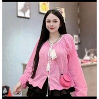 *Set váy thời trang nữ mặc đi chơi chất áo ren cổ tròn đính nút dài tay chân váy lụa xếp tầng có lót dáng ngắn mini