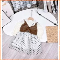 Set váy thu đông cho bé gái kèm áo gile da điệu đà