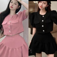 Set vãy thun xôp nhật 50-95kg áo lé chân váy có ~ lớt chât liệu mêm mát thiêt kê tré trung Nữ