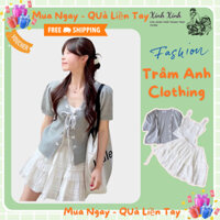Set Váy Tiểu Thư 3 Món - Váy 2 Dây Phối Áo Khoác Carigan Nơ Kèm Chân Váy Siêu Xinh Cho Các Nàng