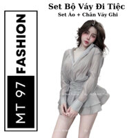 Set Váy Tơ Màu Ghi Tiểu Thư Tay Dài MT97 FASHION Đầm Sơ Mi Đuôi Cá Bồng Xoè Cực Tôn Dáng Trẻ Trung Nữ Tính Hotrend 2024