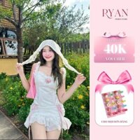 Set váy trắng tiểu thư dễ thương, đầm trễ vai trắng đi biển 2 dây, vải tafta đứng form (H12)- Ryan Design Store