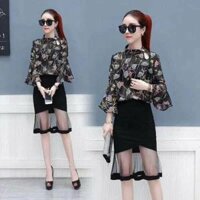 Set váy voan lưới kèm hình thật