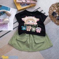 set váy xanh quân đội áo đen