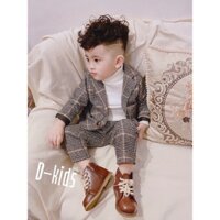 Set Váy Xếp Ly/Quần Baggy Phối Áo Dạ Kẻ Cổ Vest Cực Dễ Thương Cho Bé.