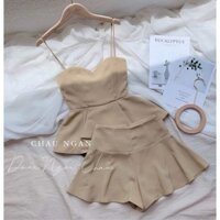 Set váy xoè cúp ngực màu nude - chaungan clothing new 99%