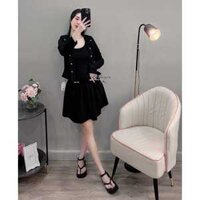 SET VÁY XÒE SÁT NÁCH ĐUÔI CÁ, ÁO KHOÁC NÚT BẤM TAY DÀI 0SET.00905