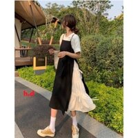 Sét váy yếm 2 dây chun eo và áo trong cá tính